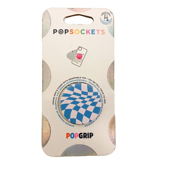 PopSockets PopGrip Phone Grip & Stand with Swappable Top- Blueberry Checker - Picture 1 of 2